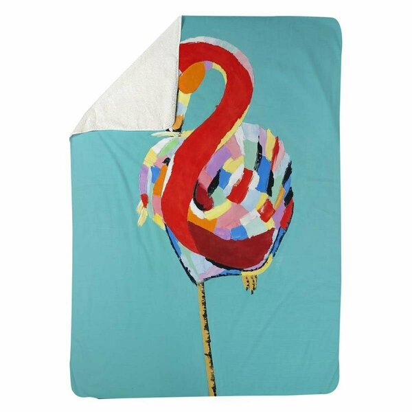 Begin Home Decor 60 x 80 in. Colorful Flamingo-Sherpa Fleece Blanket 5545-6080-AN234
